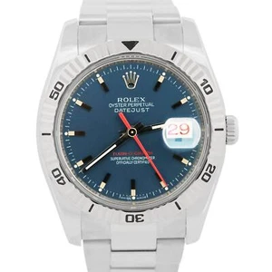 Rolex DateJust Turn-O-Graph Thunderbird BLUE Red Stainless Steel 18K 116264 BOX - Picture 1 of 9