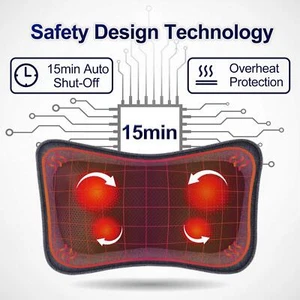 Neck and Back Shiatsu Shoulder Massager Pillow with Heat Deep Kneading Cushion - Picture 1 of 10