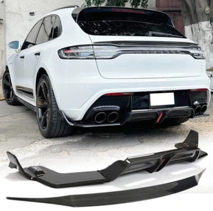 Fits Porsche Macan 2018-23 REAL CARBON Rear Bumper Diffuser Middle Spoiler Wing  - Picture 1 of 19