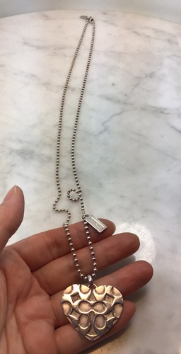 Collana Ciondolo Etichetta Logo Argento Sterling C Vintage COACH Rara Lunga 28