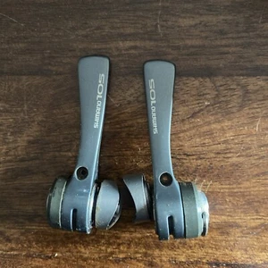 Shimano 105 Blue Grey Gear Levers SL-1051, 7-Speed down tube fitting used Sis - Picture 1 of 7