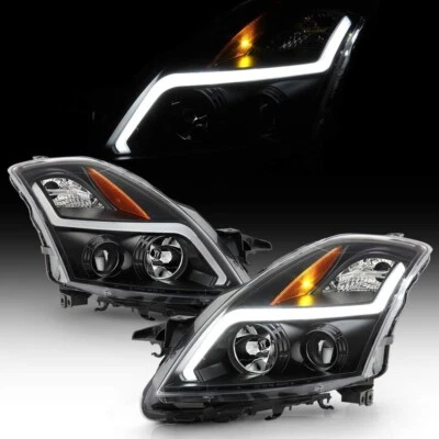 Faros LED carcasa negra ónix 4 puertas Nissan Altima 2007-2009 para [tipo halógeno] Foto 1 de 4