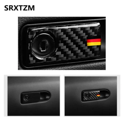 Calcomanías de tazón de mango de caja de almacenamiento copiloto de fibra de carbono verdaderas para Mercedes Benz W205 Foto 1 de 4