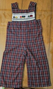 HANDGEMACHTE GESMOKTE KARIERTE JUNGEN-LATZHOSE GRÖSSE 12-18 MONATE SHIRT. OVERALLS 28 ZOLL 😁 - Bild 1 von 2