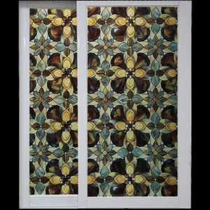 3D Floral Stained Glass Stickers Static Cling Opaque Window Films No Glue Decor - Picture 1 of 12