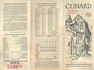Cunard & Anchor Lines 1926 Brochure Vacation Specials Cruises to Europe  - Picture 1 of 2