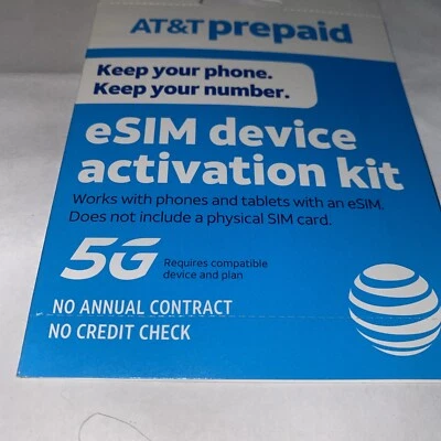 AT&T Prepaid Sim Card Bring Your Own Phone 4G.5G LTE  ESim Only Must Mail eSIM - Image 1 of 4