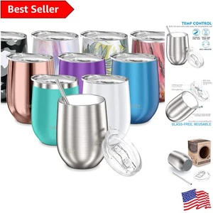 Insulated Stainless Steel Stemless Wine Tumbler 12oz — Keeps Cold & Hot - Picture 1 of 8