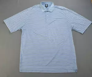 FootJoy Polo Shirt Mens XL Blue Striped Stretch Performance Golf - Picture 1 of 9