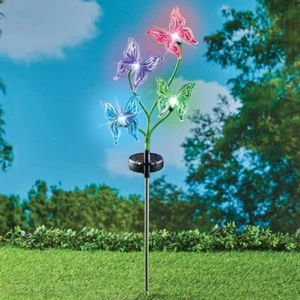 Solar Powered Color Changing Fluttering Butterflies Outdoor Garden Stake - Picture 1 of 1