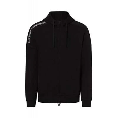 EA7 Emporio Armani 6DPM14 PJVTZ Contraste Cinta para el Hombro Logo Cremallera Capucha Top - Negro Foto 1 de 4