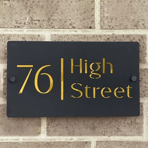 House Number Plaques House Door Number Signs Gloss Personalised Address Sign - Picture 1 of 32