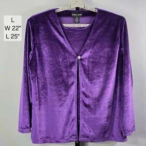 Luxurious Robert Louis Purple Silk Blend Size Large Velvet Top - Picture 1 of 6