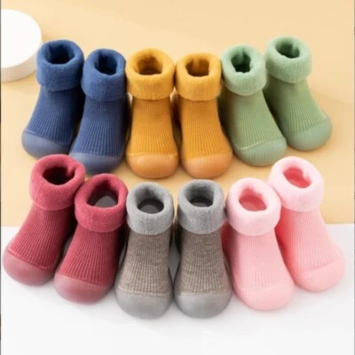 Newborn Baby Toddler Non-slip House Slippers Girls Boys Kids Cotton Socks Shoes - Image 1 of 4