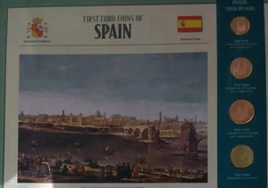 The First Euro Spain Coin Set Uncirculated-2 Euro 1 Euro 50C 20C 10C 5C 2C 1 C - Picture 1 of 8