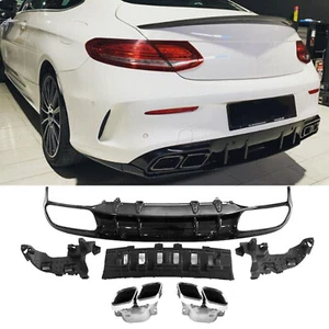 Heckdiffusor + Auspuffblenden C63 S AMG Optik Chrme Für Mercedes C205 A205 Coupe - Bild 1 von 9