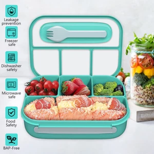 1.3L Bento Lunch Box Food Storage Container with 4 Compartment For Adults Kids - Picture 1 of 12