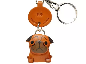Llavero/anillo/llavero de cuero 3D hecho a mano Pug *VANCA* Hecho en Japón #56751 - Imagen 1 de 12
