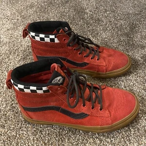 Vans Off the Wall Kinder 4 US rot/schwarz mittelhoch Skateboardschuhe Sehr guter Zustand Checker - Bild 1 von 9