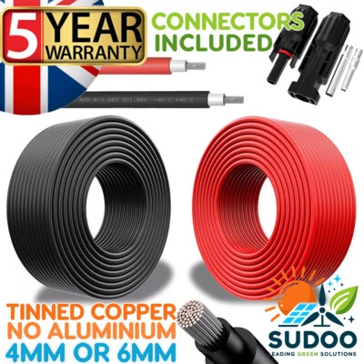 Cable fotovoltaico de panel solar con clasificación de CC 4 mm² 6 mm² con conectores solares enchufes - Imagen 1 de 4