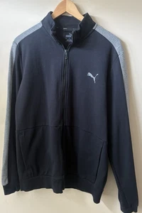 Puma Men's Black Gray Golf Full Zip Sweatshirt Size Large Athleisure Hiking Walk - Picture 1 of 7