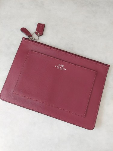 BORSA POCHETTE POCHETTE COACH MEDIUM MERLOT SKINNY TECH ZIP EUC