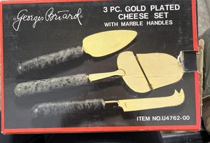 Georges Briard Käsemesser Set vergoldet 3-teilig & Marmorgriff MCM - Bild 1 von 4
