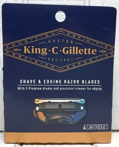 King C Gillette Rasier- & Kantenrasierklingen 5 Premier Klingen 4 Kartuschen NEU - Bild 1 von 5