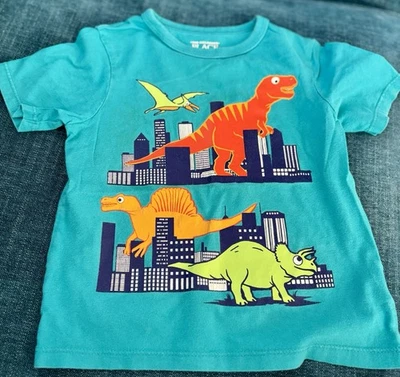 Футболка Childrens Place Dinosaur для мальчика ясельного возраста 2T цвет морской волны с графическим принтом короткий рукав - Изображение 1 из 4