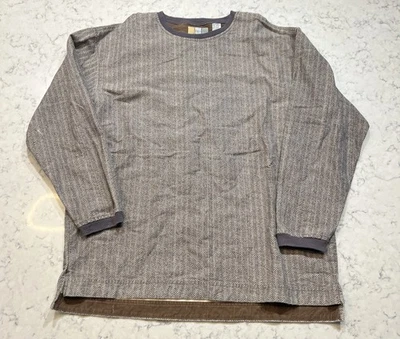 City Streets Casual Collection XL 长袖衬衫棕色灰色人字形 — 第 1/4 张图片