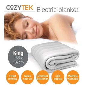Cozytek Electric Blanket King Size 165 x 137cm, Soft Polyester Electric Blanket - Picture 1 of 5