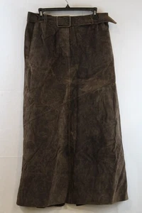 Vintage Margaret Godfrey Brown Suede Leather Belt Closure Western Skirt Women 14 - Picture 1 of 6