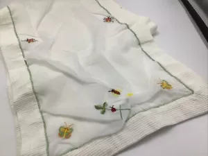 Table Runner Ladybug Butterflies Spring Flowers White Cotton Taffeta 12" x 65" - Picture 1 of 9