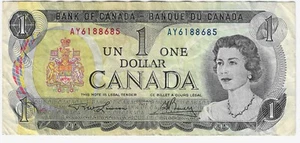 1973 $1 One Dollar Bank of Canada Banknote Lawson Bouey Circulated - Picture 1 of 2