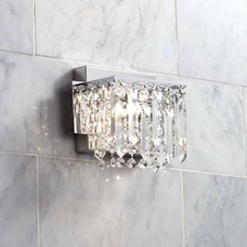 Modern Wall Light Sconce Chrome 6" Fixture Crystal for Bedroom Bathroom Hallway