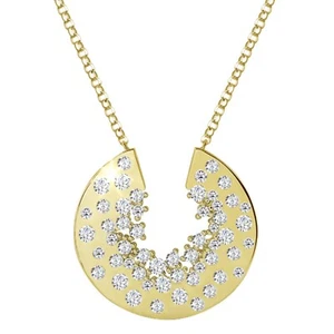 Collar colgante con circonitas y cadena de guisantes chapado en oro plata 925 - Imagen 1 de 1