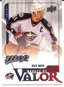 2008-09 Upper Deck MVP Marked By Valor Rick Nash #MV13