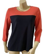 KIM ROGERS Womens Size XL Color Block Scoop Neck 3/4 Sleeve 100% Cotton T Shirt