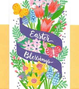 Happy Easter Butterfly Bouquet of Spring Flower Flowers Hallmark Greeting Card - Picture 1 of 3