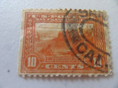 Sc#400A San Francisco Bay 10c (Orange) Stamp Used (CV $22) No Gum 1913 Issue #10 - Image 1 of 2