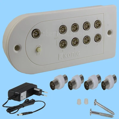 TV Kabel Verstärker mit 8 Ausgänge Verteiler Nachverstärker Kabelanschluss HD 4K - Bild 1 von 4