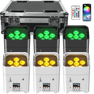 108W Battery Powered LED Uplight RGBWA+UV Wifi APP DMX Wireless Par Light Show - Picture 1 of 17