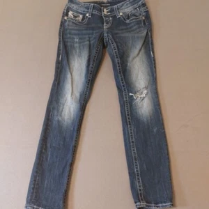 Jeans Vigoss donna 3/4 x 28 blu The Chelsea Capri lavaggio medio denim elasticizzato - Foto 1 di 13