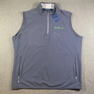 NWT Peter Millar Crown Sport Steel Fleece Adapt 1/4 Zip Golf Vest Men Large Blue - Picture 1 of 12