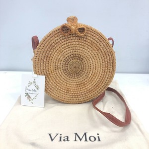 New Via Moi Bohemian Rattan Bag Straw Handbag Vegan Leather Style Strap 031373