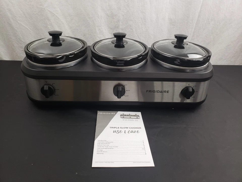 FRIGIDAIRE 3 - 2.5 qt Pot Slow Cooker Buffet Server Food Warmer Stainless READ - Image 1 of 4