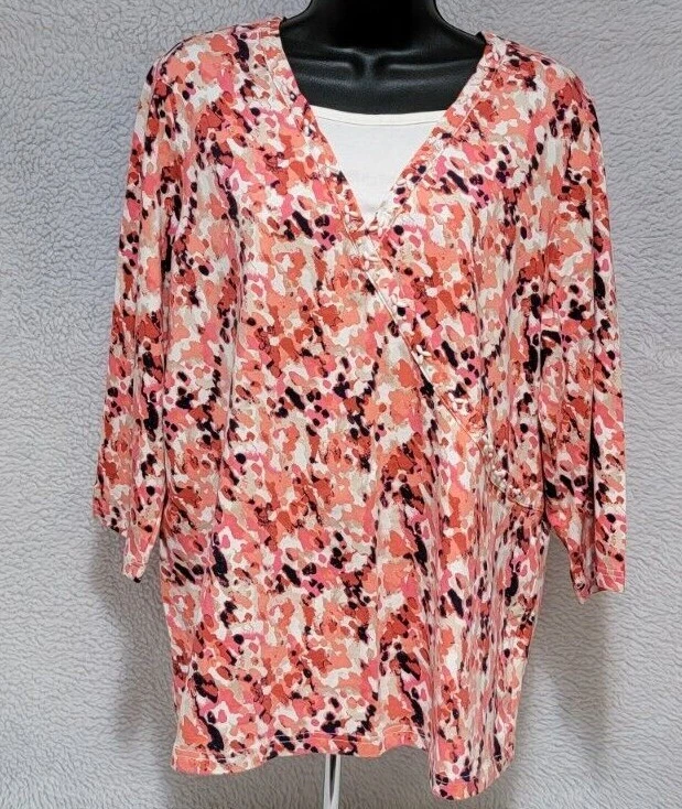 Camisa Blusa Top Breckenridge Mujer Talla 1X Multicolor Salpicaduras Foto 1 de 4