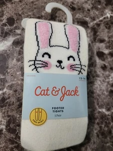 Cat & Jack Thick Footed Tights W/ Bunnies On The Knees Ages 12-14 - Picture 1 of 2