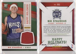 2014 Panini Black Friday Happy Holidays Santa Hat Relics Nik Stauskas Rookie RC