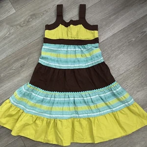 Emily West Girls BOHO Sundress Size 7 Turquoise Brown Green Sleeveless Cotton - Picture 1 of 6